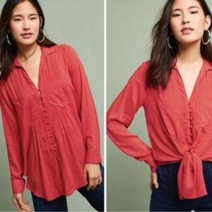 Maeve by Anthro red polka dot blouse